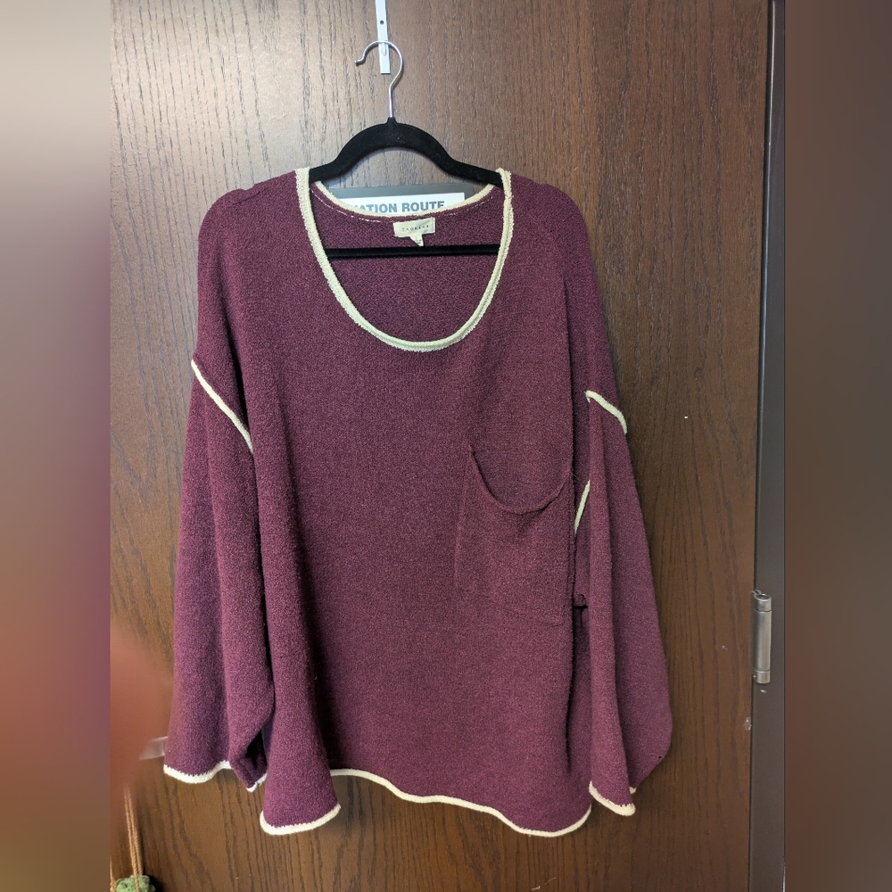 Promesa Purple Fushcia Long Sleeve Blouse Women's Large Oversized Sweater NWOT